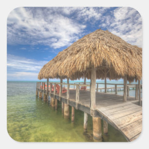 Caribbean Dock Square Sticker