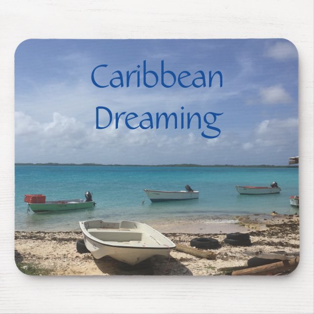 Caribbean Dreaming Bonaire Fishing Boats Ocean Mouse Pad (Front)