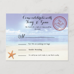 Caribbean Dreamz Destination Wedding RSVP Postcard