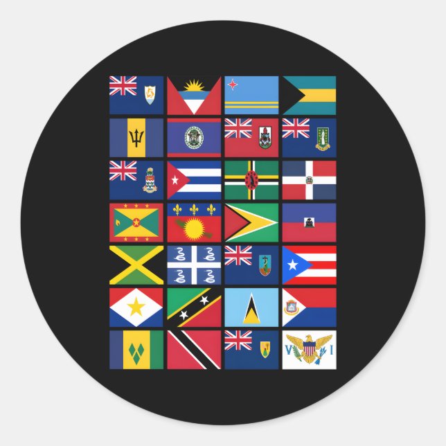 Caribbean Flags Unity Pride Geography Classic Round Sticker (Front)