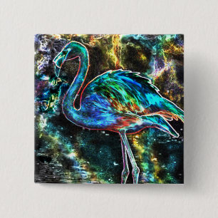 Caribbean Flamingo Digital Art 15 Cm Square Badge