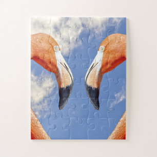 Caribbean flamingo love heart jigsaw puzzle
