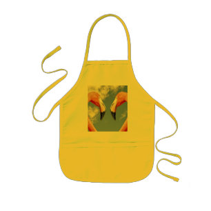 Caribbean flamingo love heart kids apron