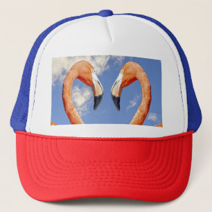 Caribbean flamingo love heart trucker hat