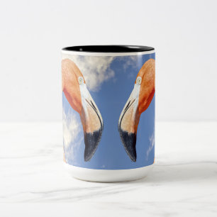 Caribbean flamingo love heart Two-Tone coffee mug