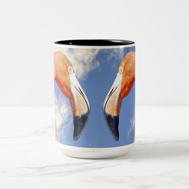 Caribbean flamingo love heart Two-Tone coffee mug (Center)