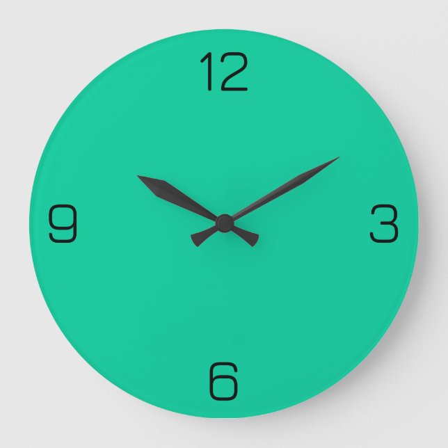 Caribbean Green 00CC99 Colour With Add Name Option Large Clock (Front)