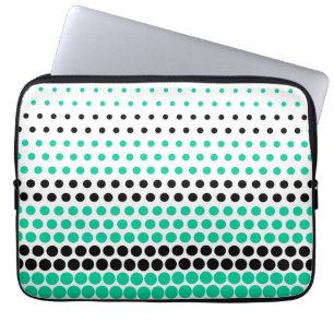 Caribbean Green and Black Polka Dot Laptop Sleeve