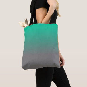 Caribbean Green and Grey Ombre Pattern Tote Bag