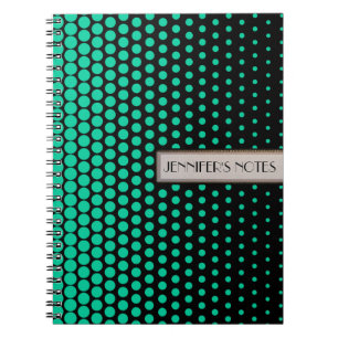 Caribbean Green Polka Dot Elegant Modern Black Notebook
