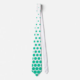 Caribbean Green Polka Dot Modern White Tie