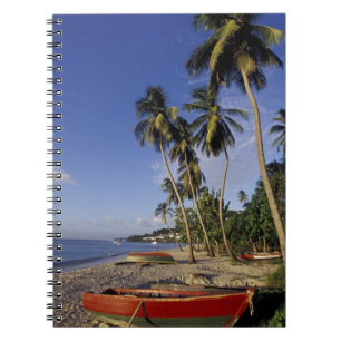 CARIBBEAN, Grenada, St. George, Boats on palm Notebook