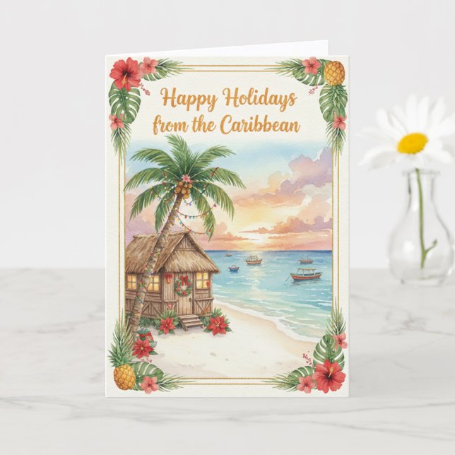 'Caribbean Holidays' Folded Greeting Card (Small Plant)