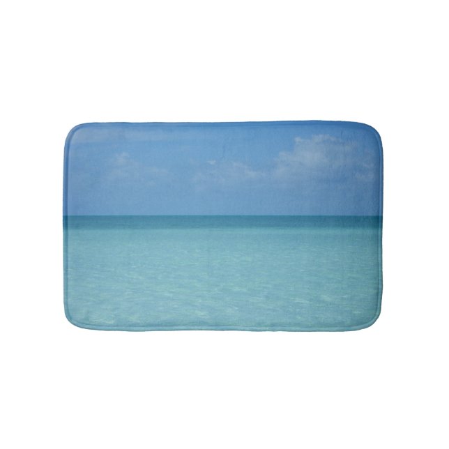 Caribbean Horizon Tropical Turquoise Blue Bath Mat (Front)