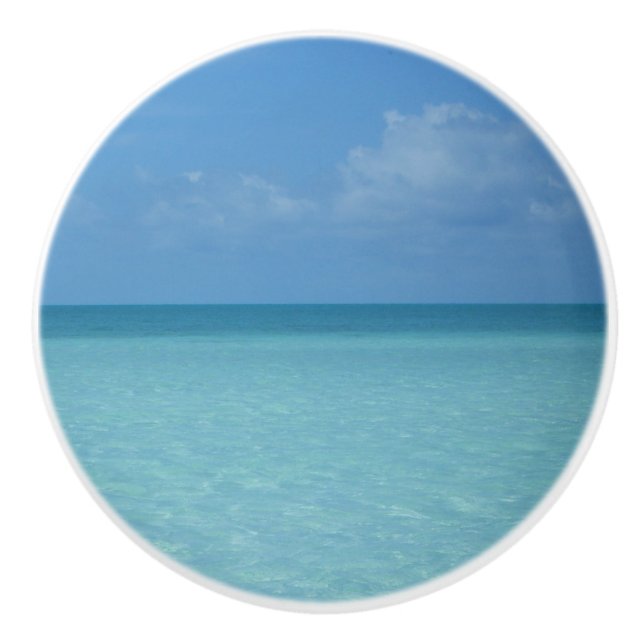 Caribbean Horizon Tropical Turquoise Blue Ceramic Knob (Front)