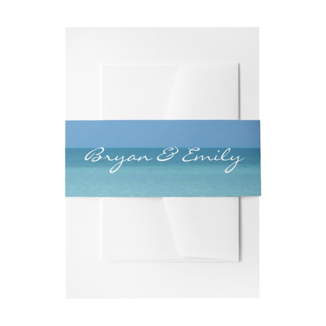Caribbean Horizon Tropical Turquoise Blue Invitation Belly Band (Front Example)