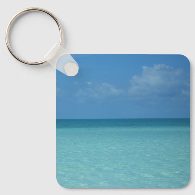 Caribbean Horizon Tropical Turquoise Blue Key Ring (Front)