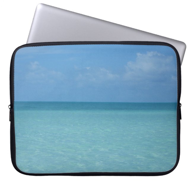 Caribbean Horizon Tropical Turquoise Blue Laptop Sleeve (Front)