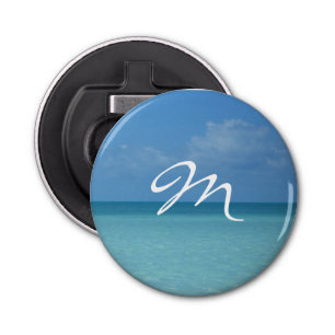 Caribbean Horizon Tropical Turquoise Blue Monogram Bottle Opener