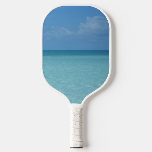 Caribbean Horizon Tropical Turquoise Blue Pickleball Paddle (Front)