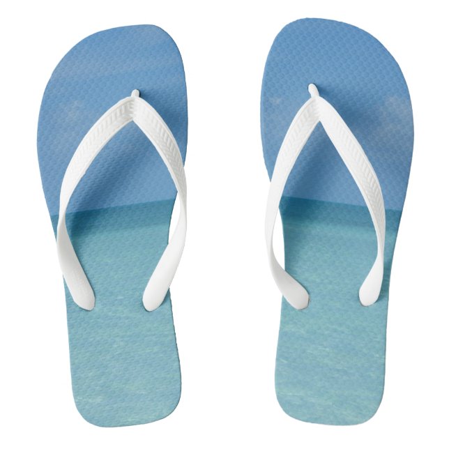 Caribbean Horizon Tropical Turquoise Blue Thongs (Footbed)