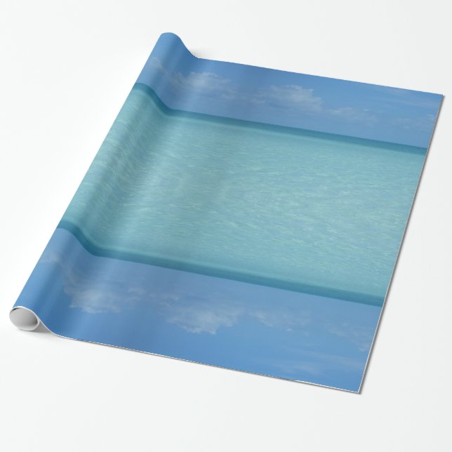 Caribbean Horizon Tropical Turquoise Blue Wrapping Paper (Unrolled)
