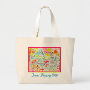 Caribbean Island Custom Large Tote Bag