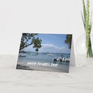 Caribbean Island Harbour with Beach   Father's Day Card