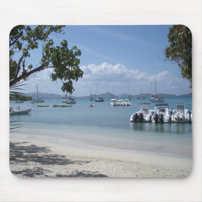 Caribbean Island Harbour with Beach Mouse Pad (Front)