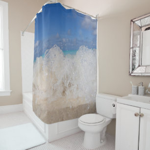Caribbean Island Wave Love 2 Shower Curtain