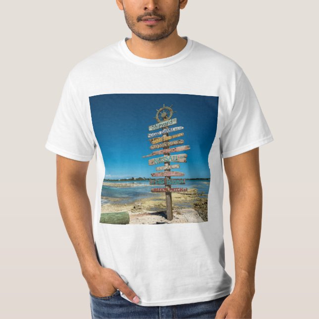 Caribbean islands directions sign T-Shirt (Front)