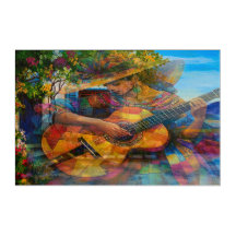 Caribbean Lady with Guitar Painting
