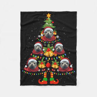 Caribbean Monk Seal Dog Santa Hat Christmas Tree X Fleece Blanket