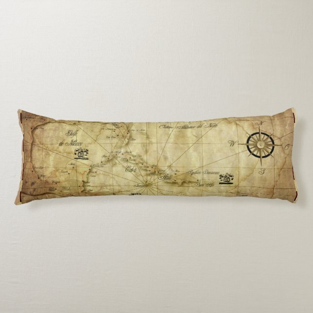 Caribbean - old map body cushion (Front)