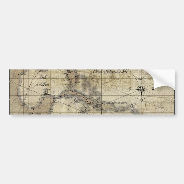 Caribbean - old map bumper sticker (Front)