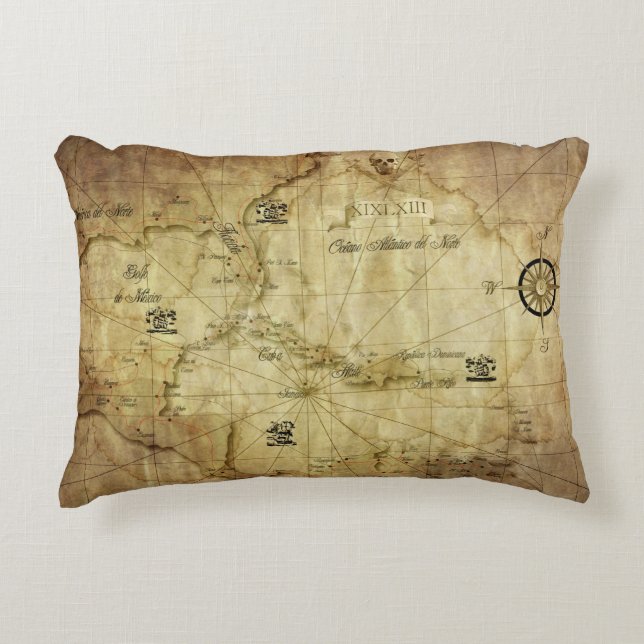 Caribbean - old map decorative cushion (Front)