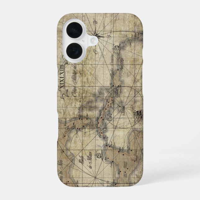 Caribbean - old map iPhone 16 case (Back)