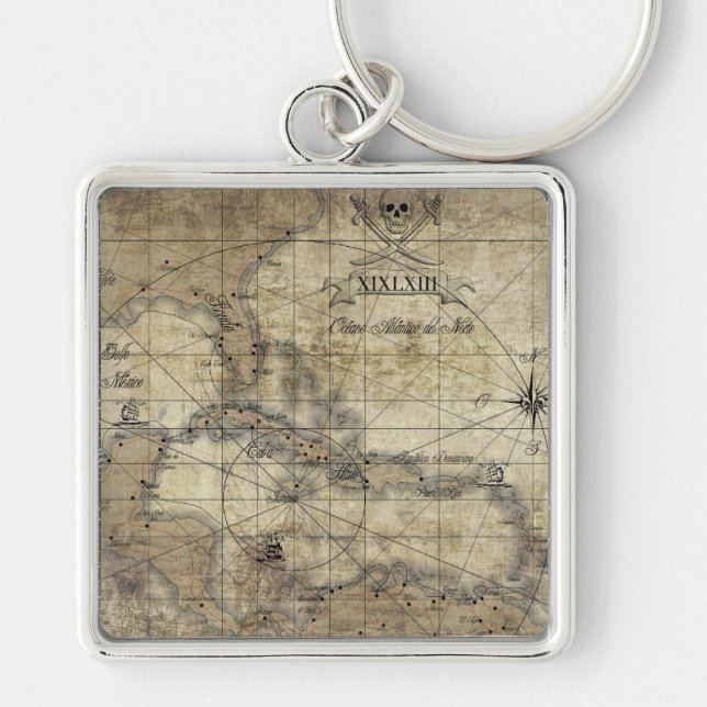 Caribbean - old map key ring (Front)