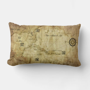 Caribbean - old map lumbar cushion