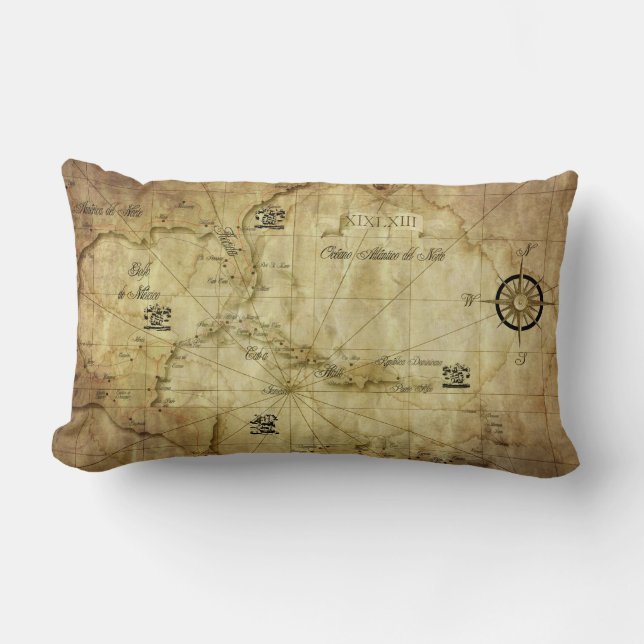 Caribbean - old map lumbar cushion (Front)
