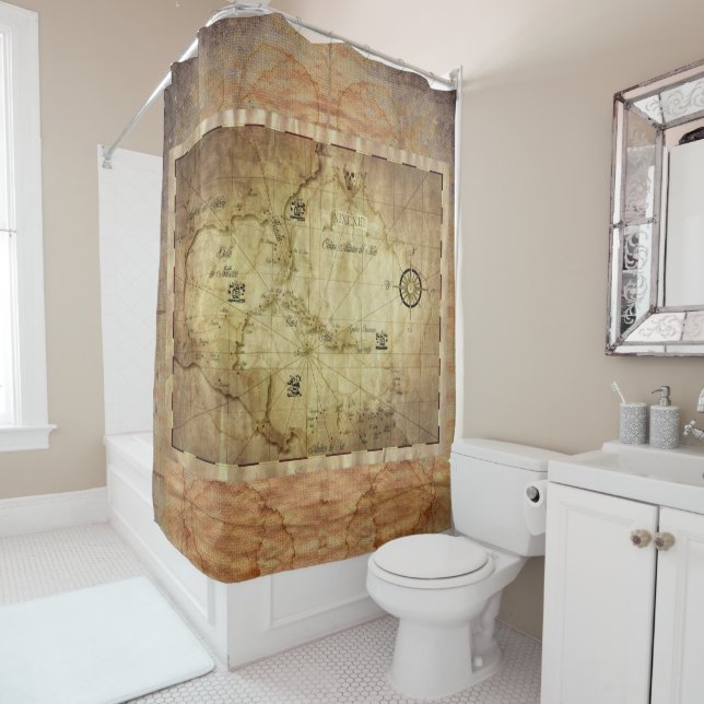 Caribbean - old map... shower curtain (In Situ)