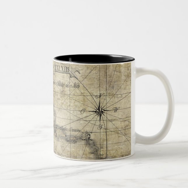 Caribbean - old map Two-Tone coffee mug (Right)