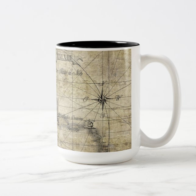Caribbean - old map Two-Tone coffee mug (Right)