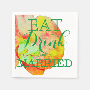 Caribbean orchids, tropical watercolor flowers napkin