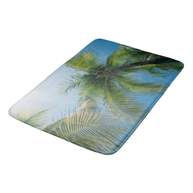 Caribbean Paradise Palms #2 #tropical #ocean #wall Bath Mat (Angled)