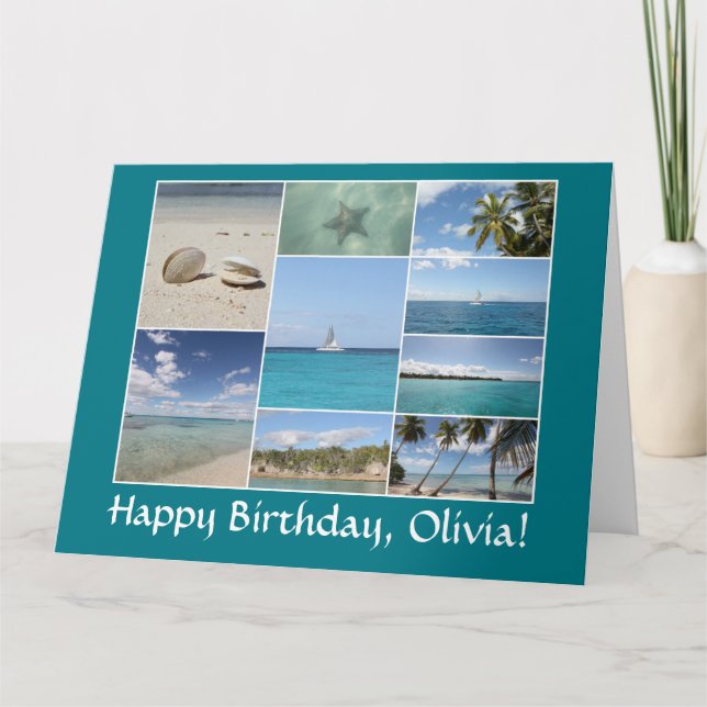 Caribbean Photo Collage *customise* Name Card (Front)