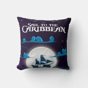 Caribbean Pirate Cartoon Travel print. Cushion