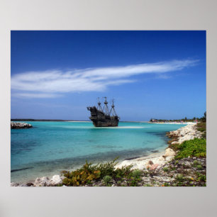 Caribbean Pirate Ship Poster