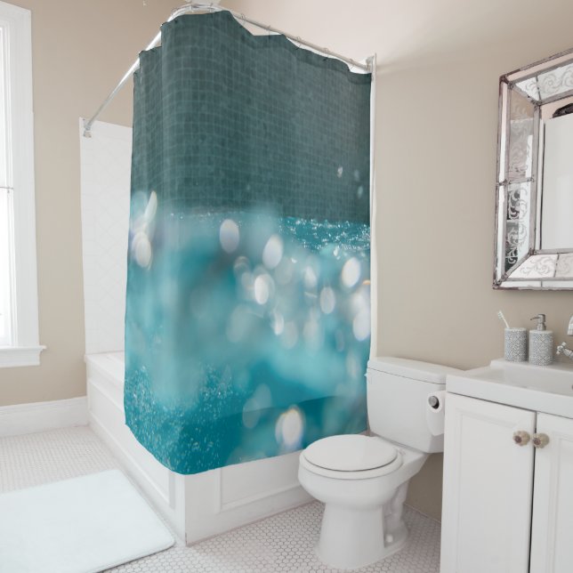 Caribbean Pool Bokeh Glam 1 Shower Curtain (In Situ)