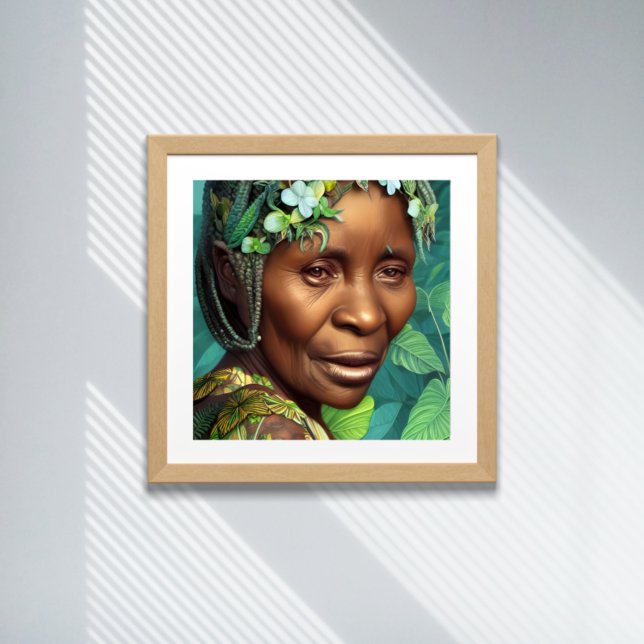 Caribbean Queen Black Woman Flower Portrait Poster (Creator Uploaded)